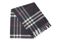 Giant Check Cashmere Scarf Navy Plaid Print view