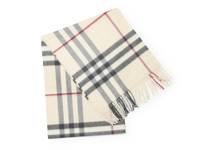 Giant Check Cashmere Scarf Ivory Plaid Print view