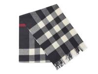 Half Mega Check Cashmere Scarf Navy Checkerboard Print view