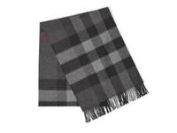 Half Mega Check Cashmere Scarf Black view