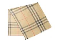 Giant Check Wool & Silk Scarf Tan Plaid Print view