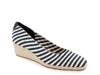 Roma Espadrille Wedge Pump Navy Striped Fabric view