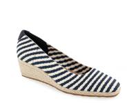 Roma Espadrille Wedge Pump Navy Striped Fabric view