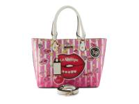 Juicy Lips Tote White/Pink Stripes view