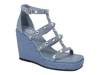 Panda Wedge Sandal Blue Fabric view
