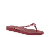 Slim Logo Metallic Flip Flop - Women's Burgundy view