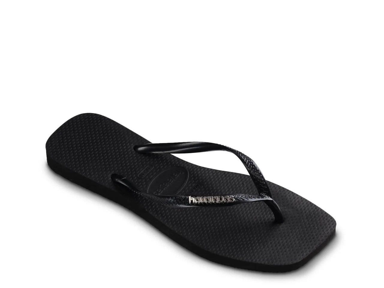 Slim Square Logo Metallic Flip Flop - Women's