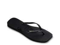 Slim Square Logo Metallic Flip Flop - Women's Black/Silver view