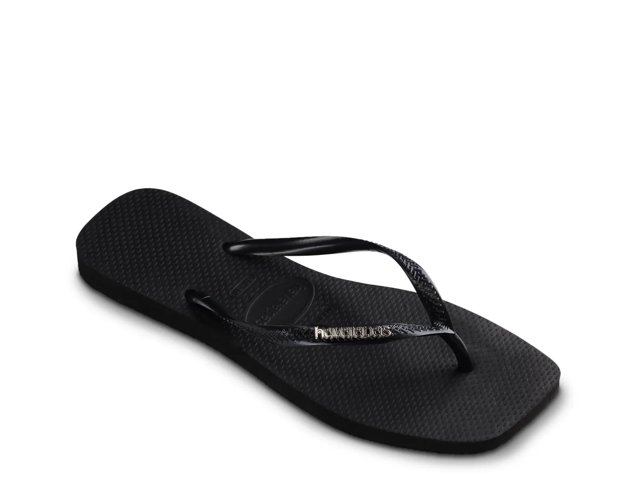 Slim Square Logo Metallic Flip Flop - Women's