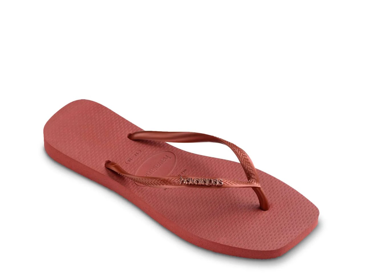 Slim Square Logo Metallic Flip Flop - Women's