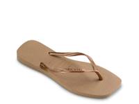 Slim Square Logo Metallic Flip Flop - Women's Rose Gold Metallic view
