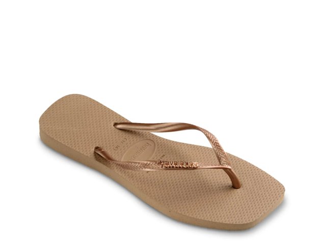 Slim Square Logo Metallic Flip Flop - Women's