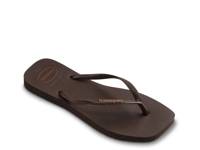Slim Square Logo Metallic Flip Flop - Women's Dark Brown view