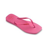 Slim Square Logo Metallic Flip Flop - Women's Pink view