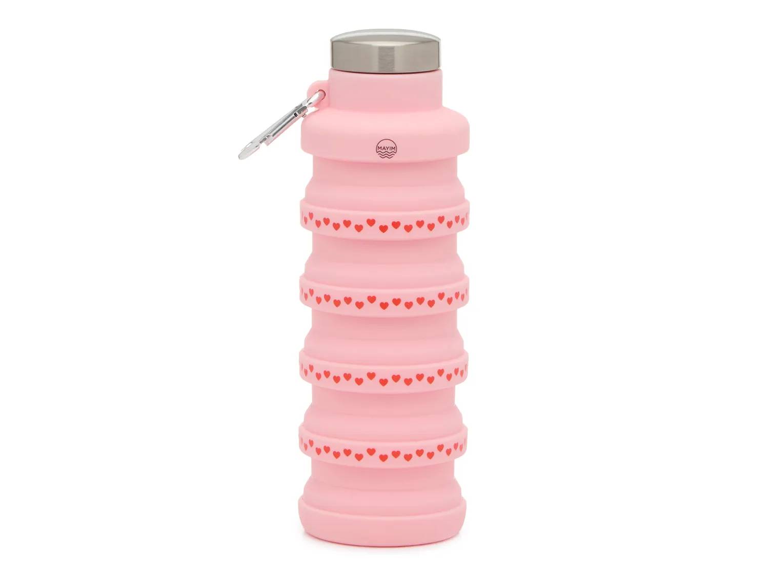 Collapsible 17-Oz. Heart Print Water Bottle