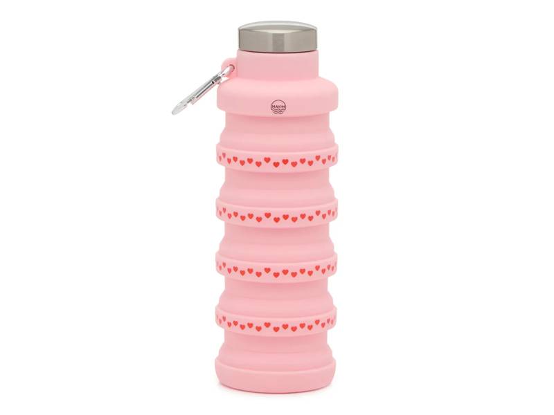 Collapsible 17-Oz. Heart Print Water Bottle