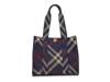 Small Knit Check Tote Navy Plaid Print view