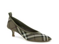 Baby Knit Pump Olive Green Plaid Print view