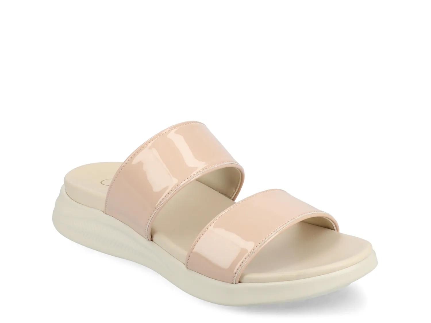 Journee Janis Wedge Sandal | Women's | Beige Patent | Size 6 | Sandals