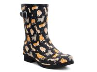 Printed Dog Classic Mid Rain Boot Black Dog Print view