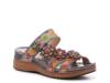 Hatzis Wedge Sandal Navy/Multicolor Floral view