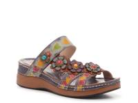 Hatzis Wedge Sandal Navy/Multicolor Floral view