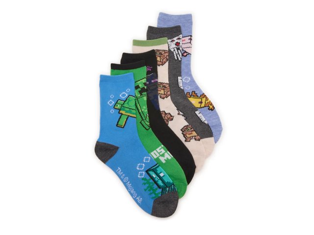 Minecraft Kids' Crew Socks - 6 Pack