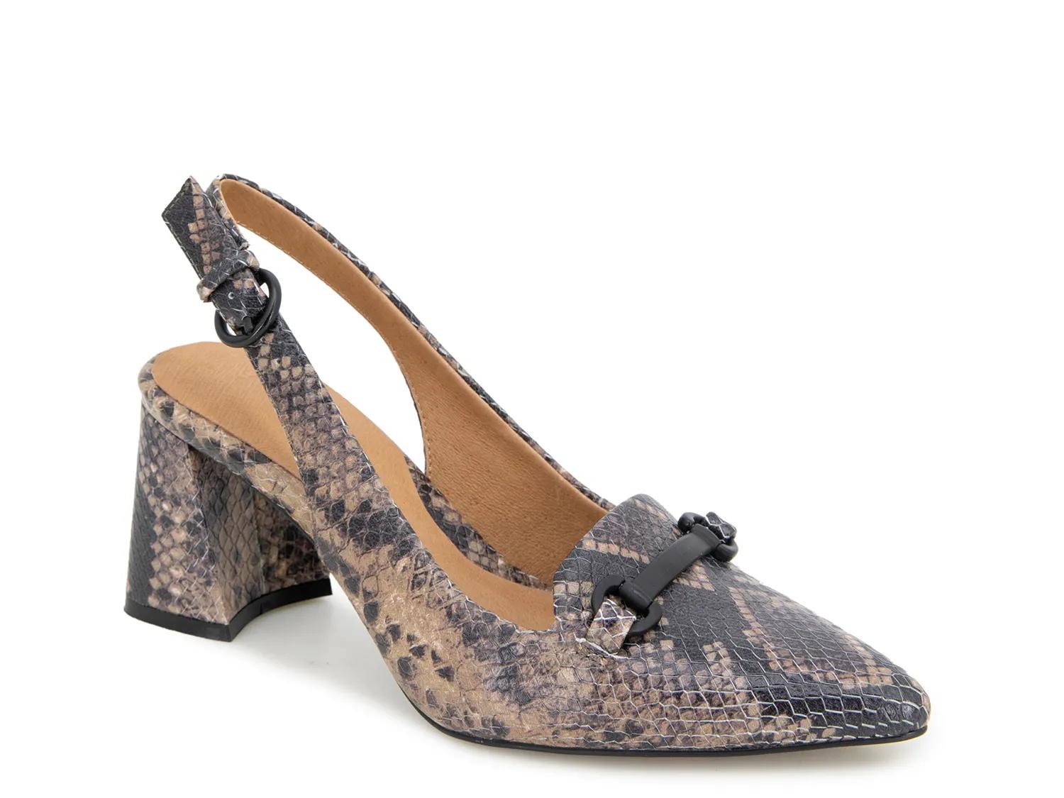 Gentle Souls by Kenneth Cole Dionne Pump | Women's | Grey/Beige Snake Print Leather | Size 5.5 | Pumps | Slingback