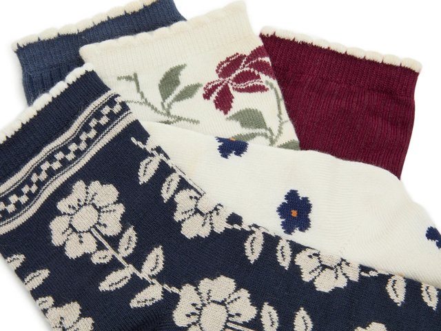 Floral Scalloped Women's Ankle Socks - 5 Pack