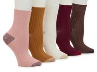 Cable Wide Welt Women's Quarter Socks - 5 Pack Multicolor view