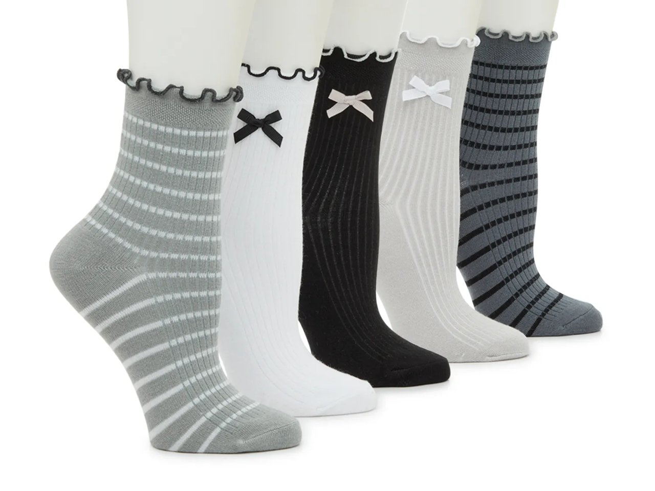 Bow Stripe Women's Ankle Socks - 5 Pack