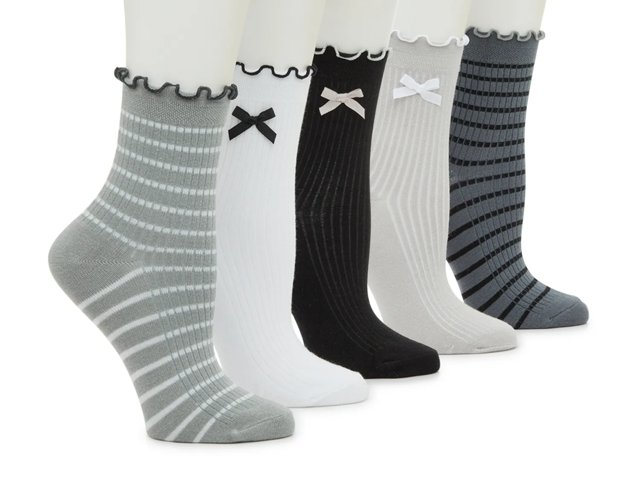 Bow Stripe Women's Ankle Socks - 5 Pack