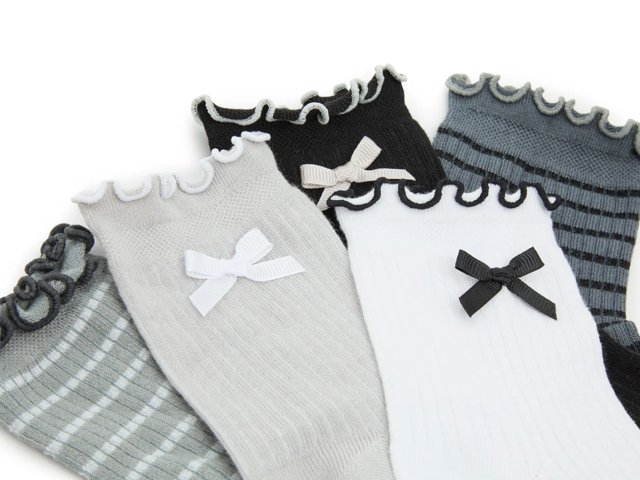 Bow Stripe Women's Ankle Socks - 5 Pack