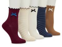 Bow Stripe Women's Ankle Socks - 5 Pack Multicolor view