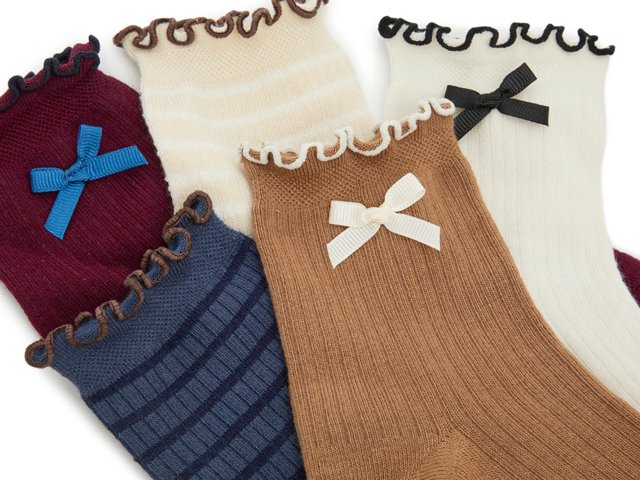 Bow Stripe Women's Ankle Socks - 5 Pack