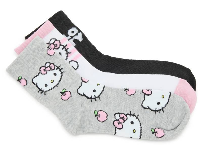 Hello Kitty Kids' Mid Crew Socks - 3 Pack