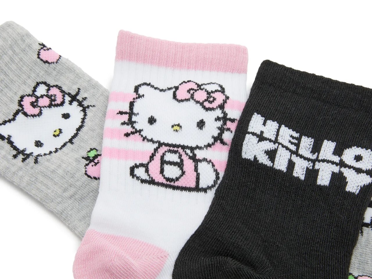 Hello Kitty Kids' Mid Crew Socks - 3 Pack