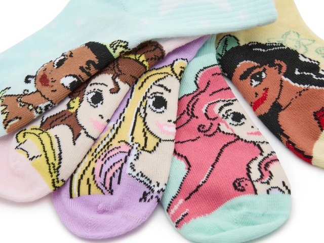 Disney Princess Kids' Mid Crew Socks - 5 Pack