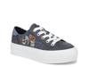 Sadie Sun Platform Sneaker - Women's Denim Blue Floral Embroidery view