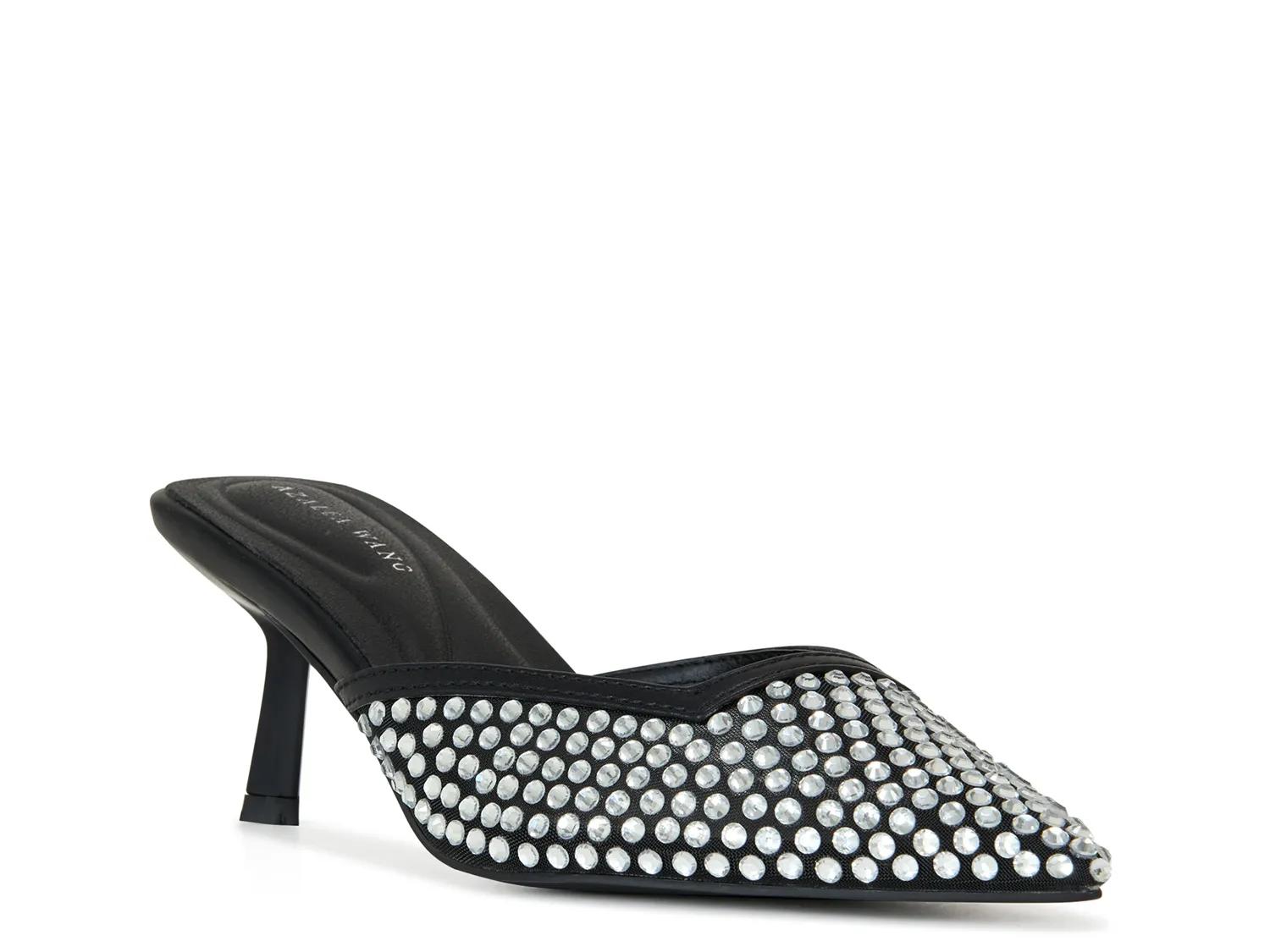 Azalea Wang Reanna Pump | Women's | Black/Silver Rhinestones | Size 6 | Pumps