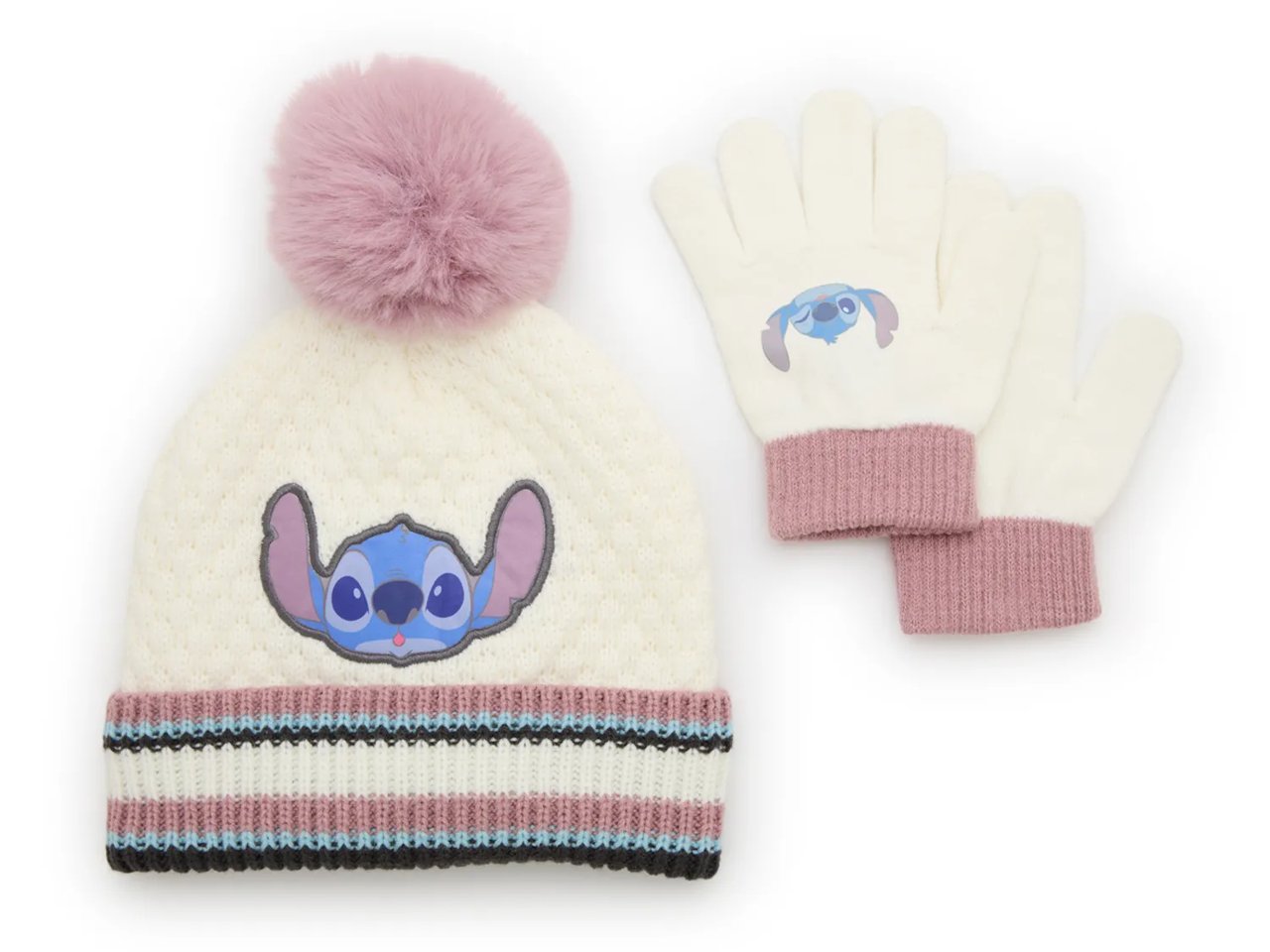 Disney Stitch Kids' Pom Pom Beanie & Gloves Set