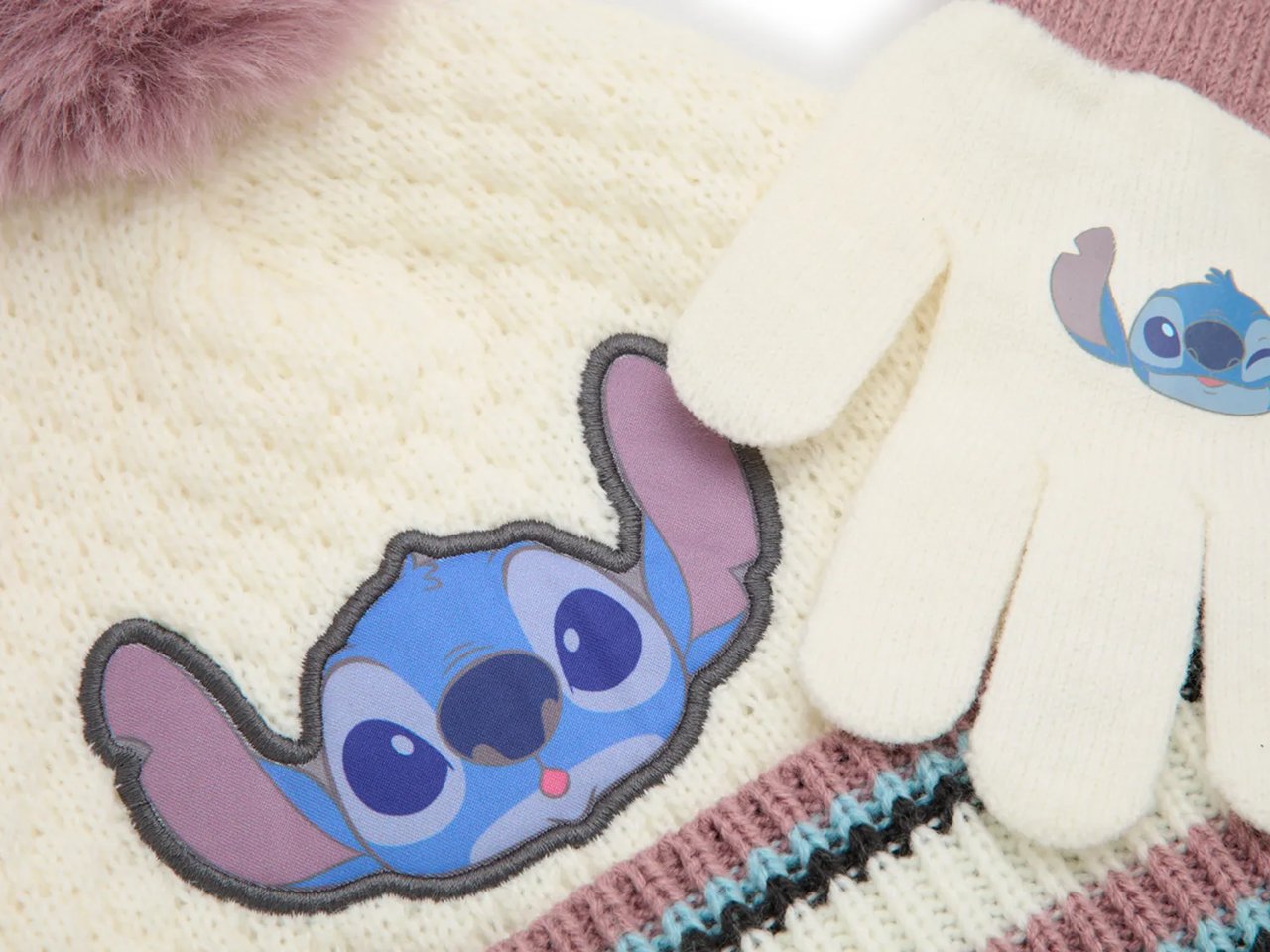 Disney Stitch Kids' Pom Pom Beanie & Gloves Set