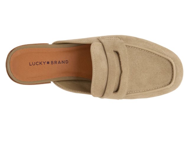 Mule Mujer Lucky Brand Nicona - Cuero, Cuña Plateada, Puntera Almendra, Tacón 0.8 Pulgadas, Casual