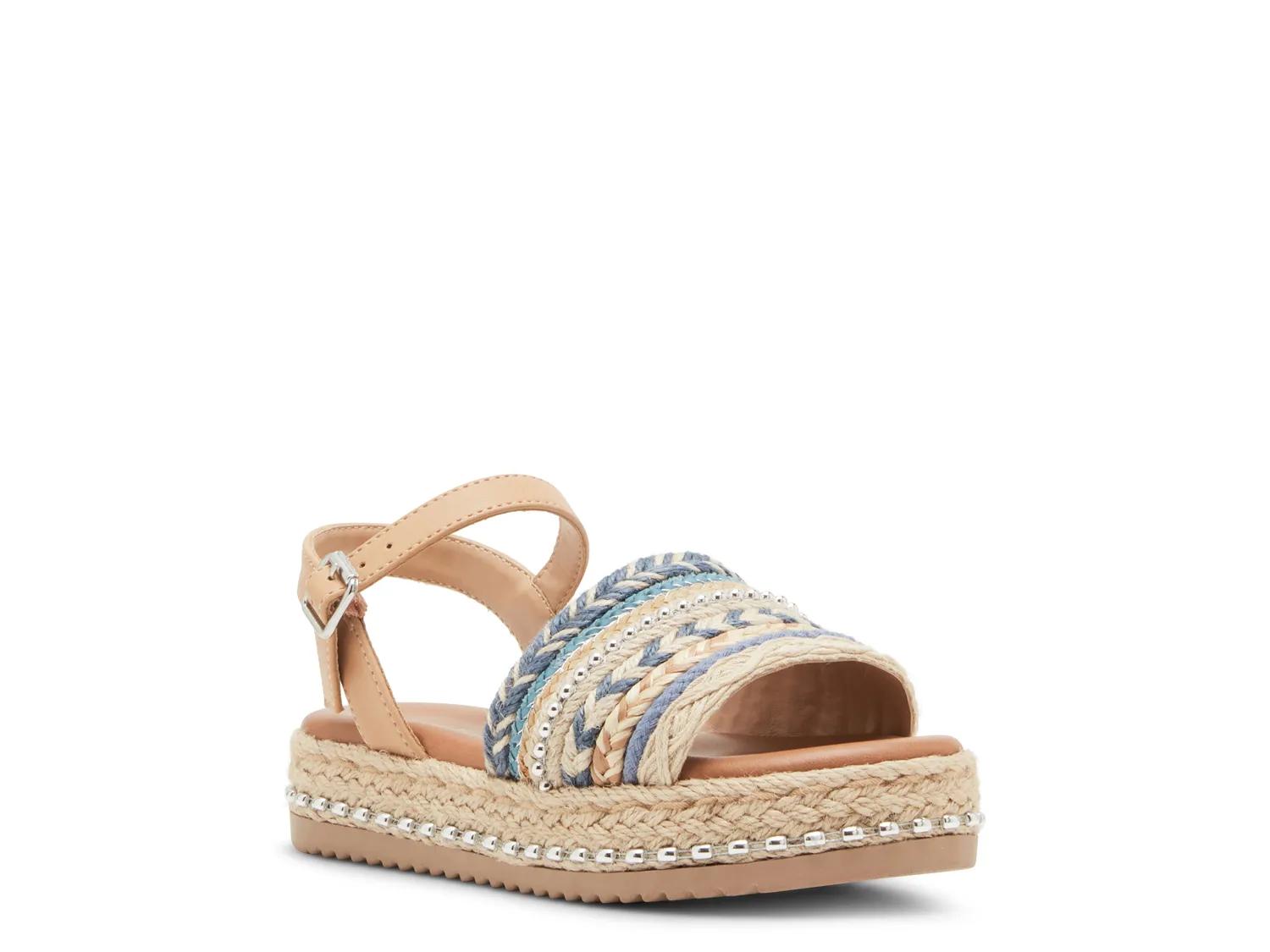 Steve Madden Path Espadrille Sandal Kids' | Girl's | Blue/Multicolor | Size 1 Youth | Sandals | Ankle Strap