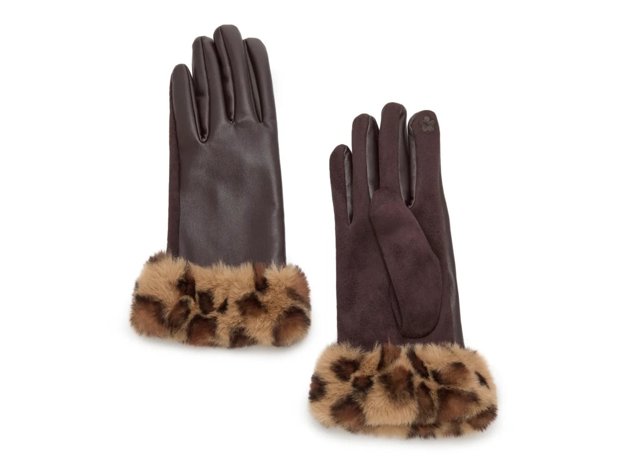 Faux Fur Trim Touch Screen Gloves