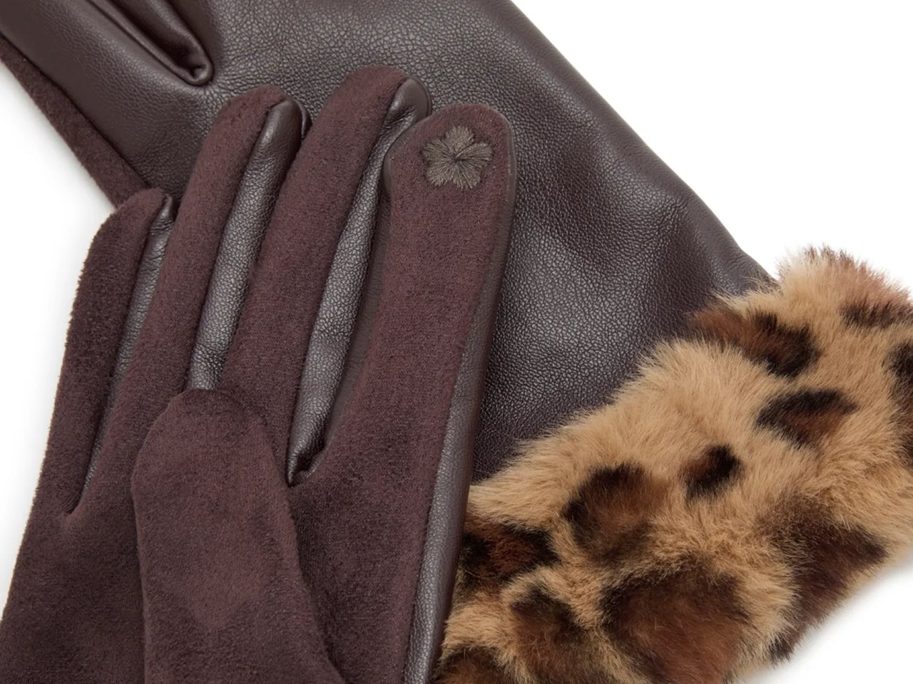 Faux Fur Trim Touch Screen Gloves