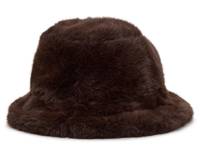 Faux Fur Bucket Hat Dark Brown view