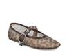 Naveah Mary Jane Flat Brown/Black Leopard Print Mesh Fabric view