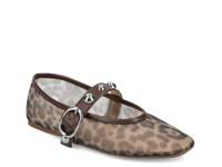 Naveah Mary Jane Flat Brown/Black Leopard Print Mesh Fabric view
