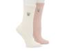 Embroidered Women's Crew Socks - 2 Pack Off White/Tan view